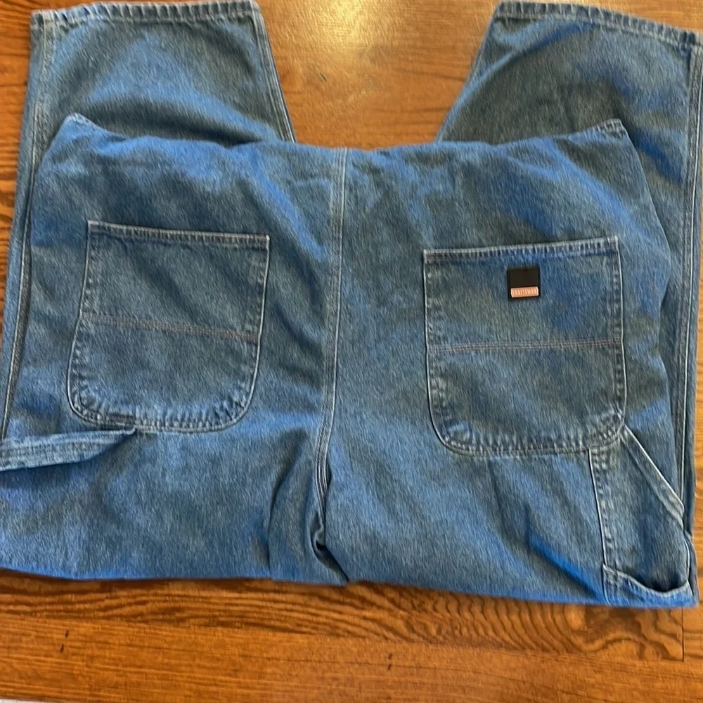 Craftsman men’s stonewashed denim utility overalls lots pockets adj straps sz 44